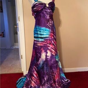 Betsy & Adam Vibrant Purple and Blue Maxi Dress